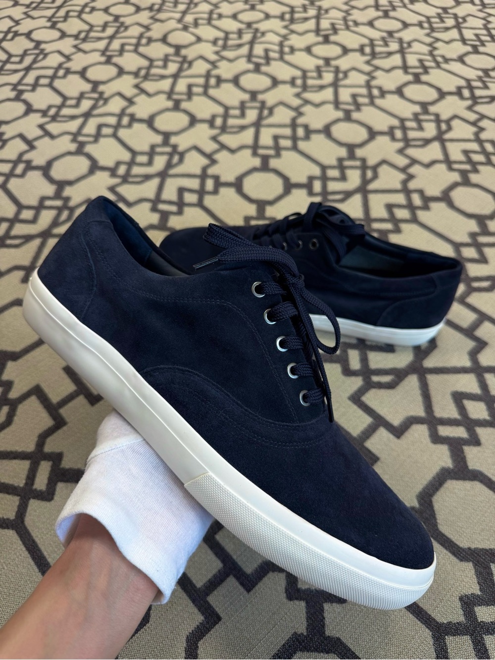 Vince Mens Casual Sneakers Shoes Lace Up Blue Navy Suede Low Top Size 13M